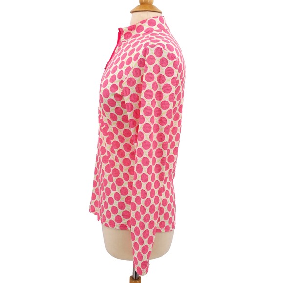 SanSoleil 1/4 Zip Long Sleeve Top‎ womens Small Pink Golf Balls Print UPF 50 - Picture 3 of 9